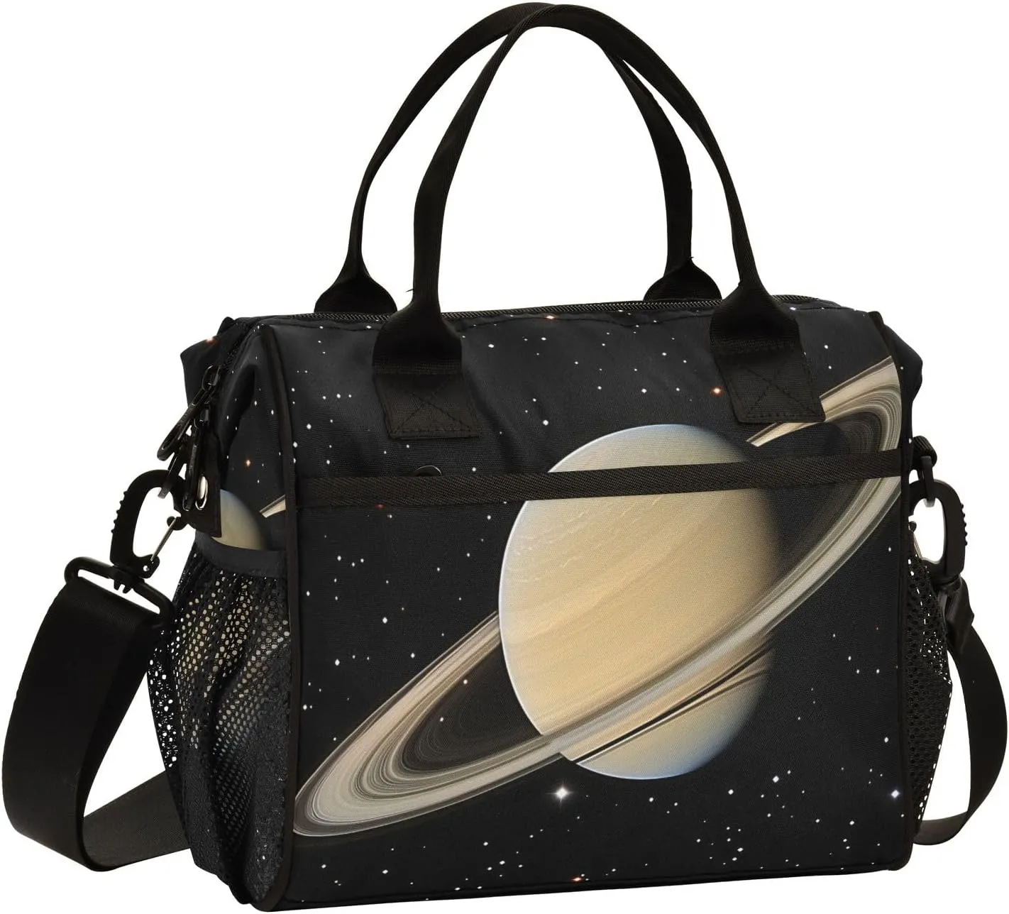 Women Cooler Bags Lunch Bag Reusable Insulated Lunch Bags Saturn Universe Crossbody with Shoulder Strap Adults S