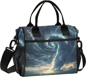 Women Cooler Bags Lunch Bag Reusable Insulated Lunch Bags Tornado Lightning Crossbody with Shoulder Strap Adults S