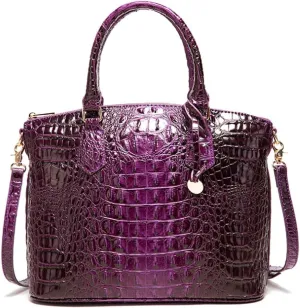 Women Crocodile Pattern Tote Purse Satchel PU Leather Retro Top Handle Handbag Shoulder Bags