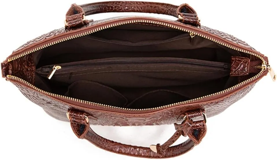 Women Crocodile Pattern Tote Purse Satchel PU Leather Retro Top Handle Handbag Shoulder Bags