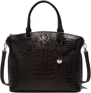 Women Crocodile Pattern Tote Purse Satchel PU Leather Retro Top Handle Handbag Shoulder Bags