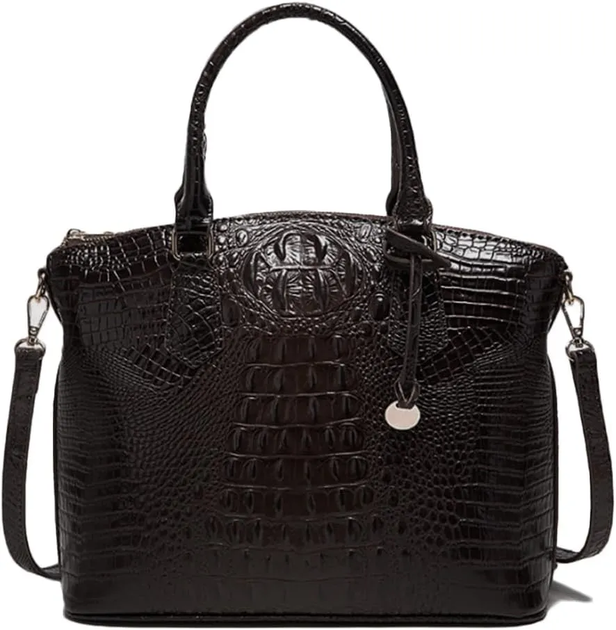 Women Crocodile Pattern Tote Purse Satchel PU Leather Retro Top Handle Handbag Shoulder Bags