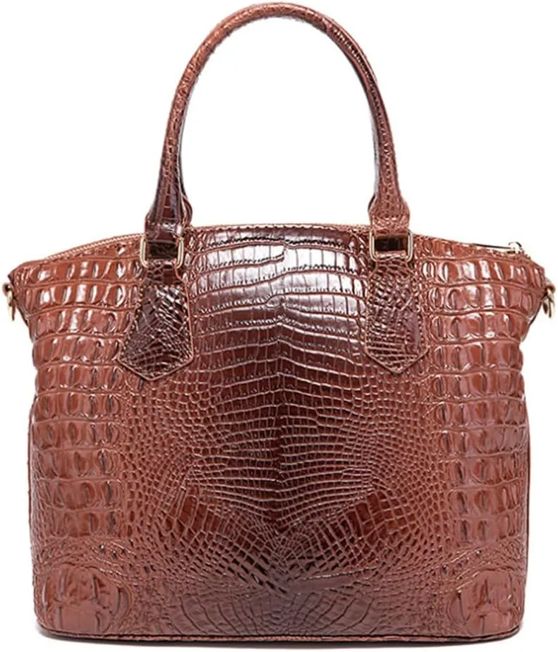 Women Crocodile Pattern Tote Purse Satchel PU Leather Retro Top Handle Handbag Shoulder Bags