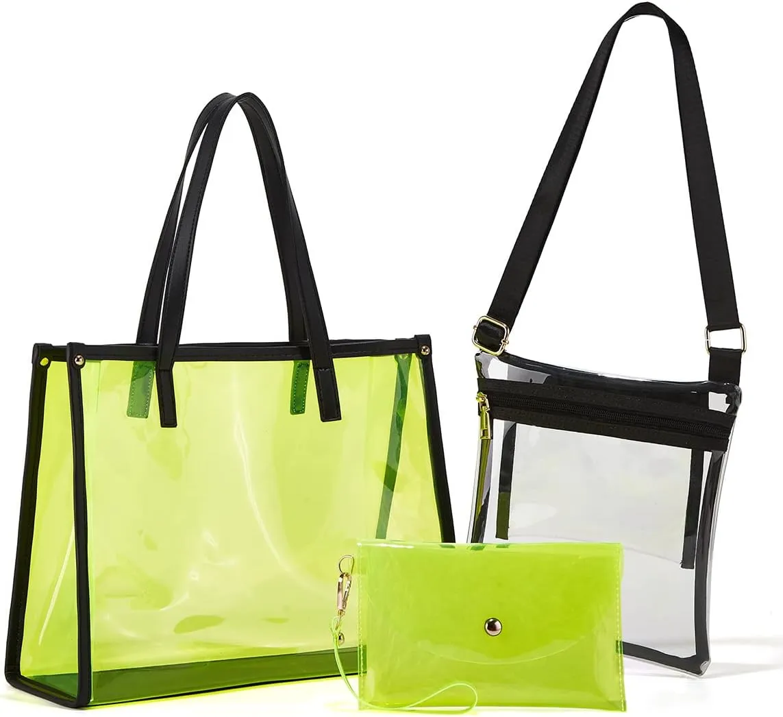 Women Fashion Synthetic Leather Handbags Tote Bag Shoulder Bag Top Handle Satchel Purse Set 4pcs