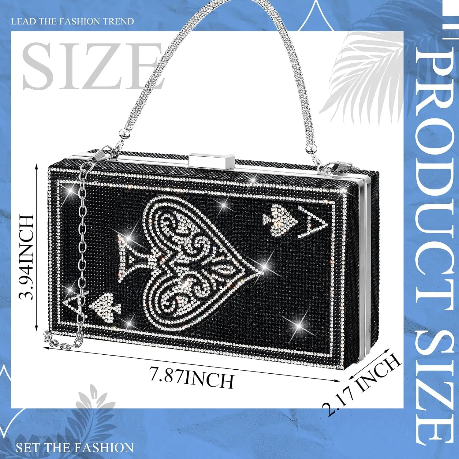 Women Poker Card Evening Clutch Rhinestone Purse Casino Vegas Novelty Purse Queen Hearts Bags Playing Cards Gift