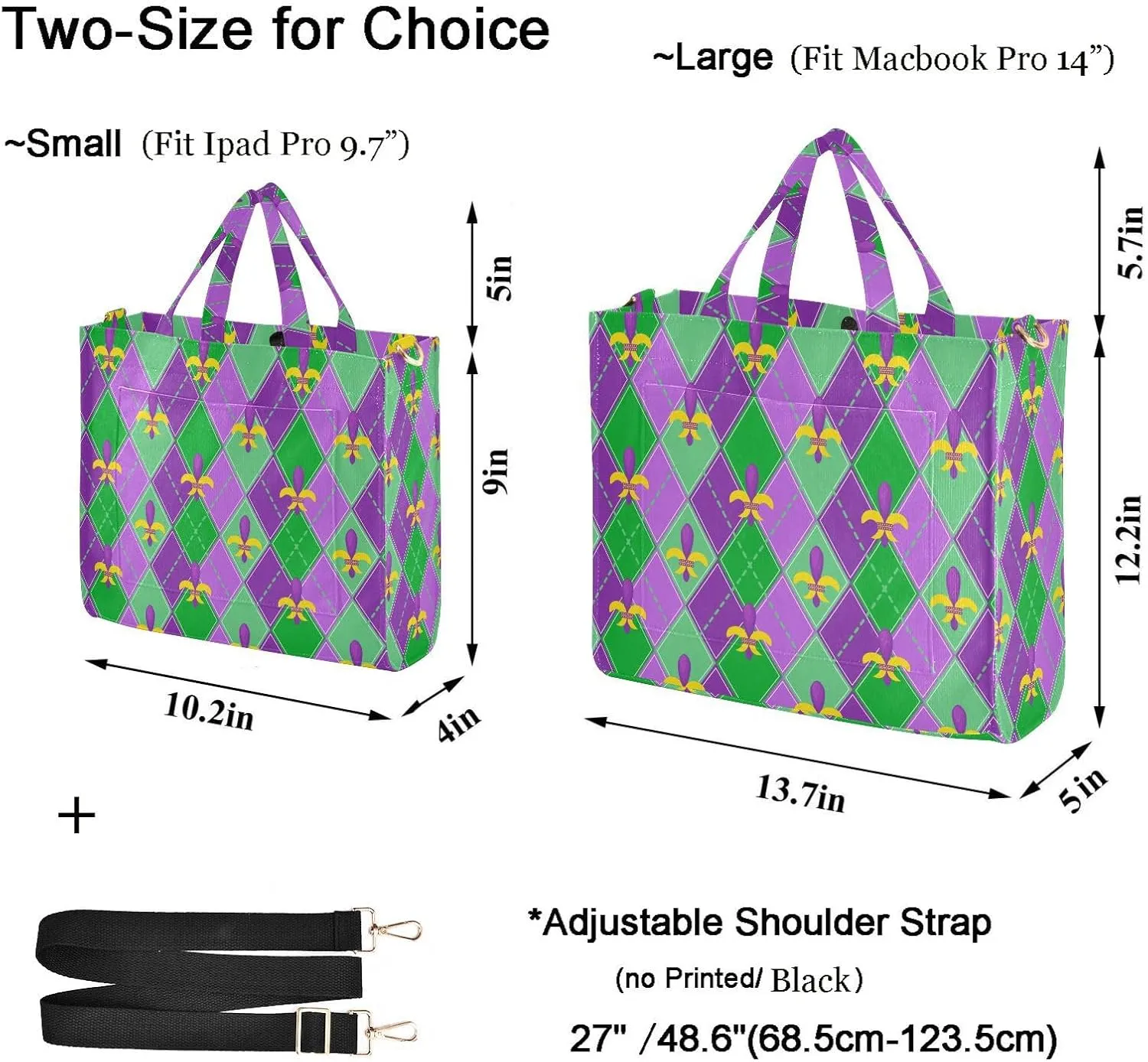 Womens Corduroy Handbag Mardi Gras Carnival Geometric Fleur-de-lis Satchel Bag for Travel Beach Gym Shopping