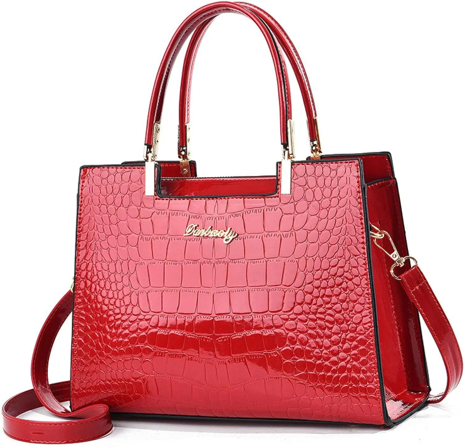 Women's Crocodile Skin Patterned Shoulder Bag, Laptop Bag with Large Capacity, Versatile Briefcase