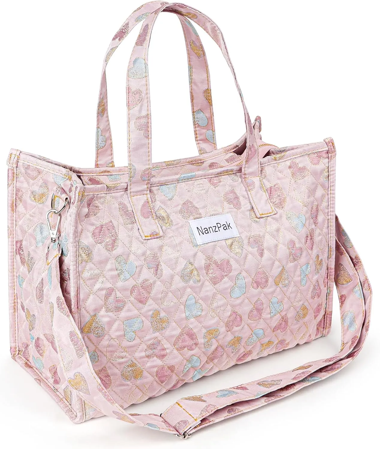 women's handbag in gold silk jacquard fabric quilted Lightweight Foldable Suitable for everyday casual