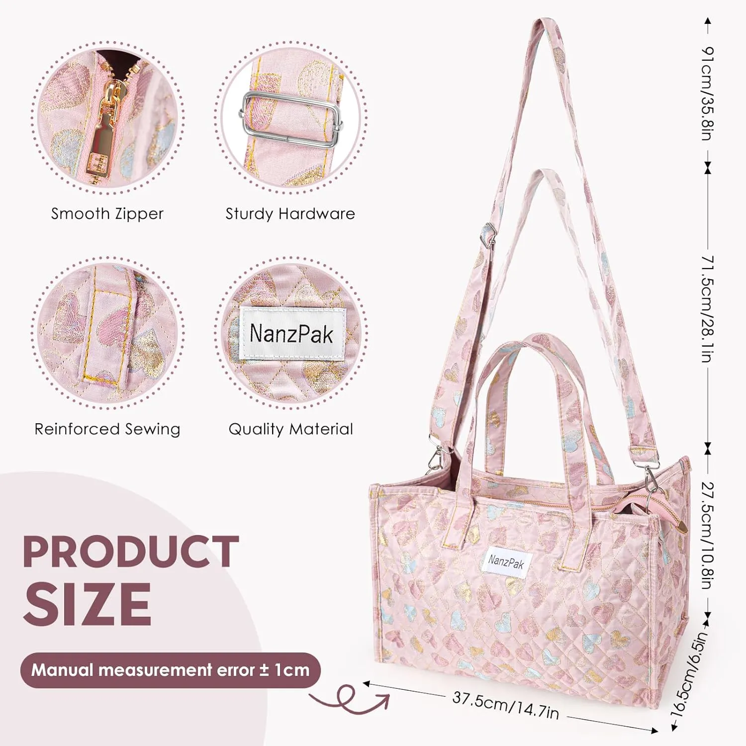 women's handbag in gold silk jacquard fabric quilted Lightweight Foldable Suitable for everyday casual