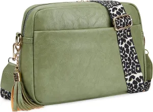 Women's Leather Crossbody Bag Zipper Shoulder Camera Purse