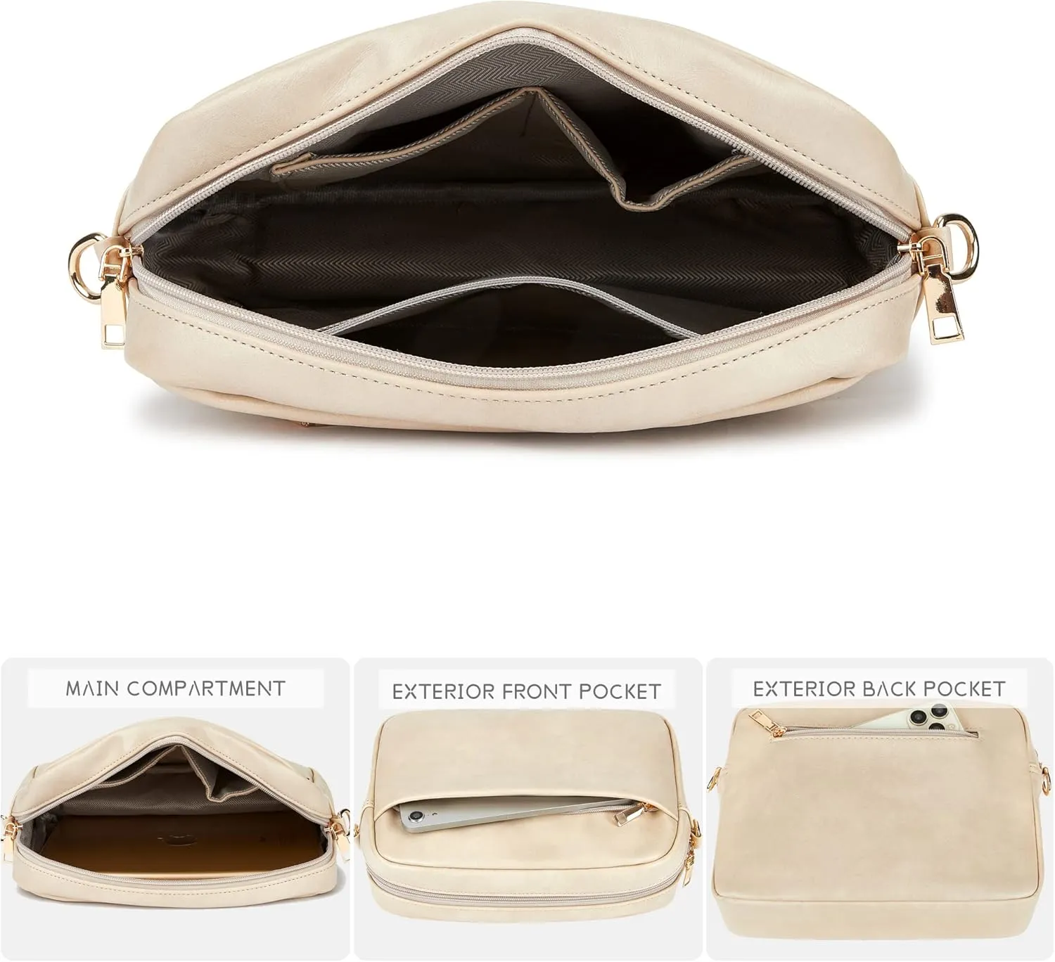 Women's Leather Crossbody Bag Zipper Shoulder Camera Purse