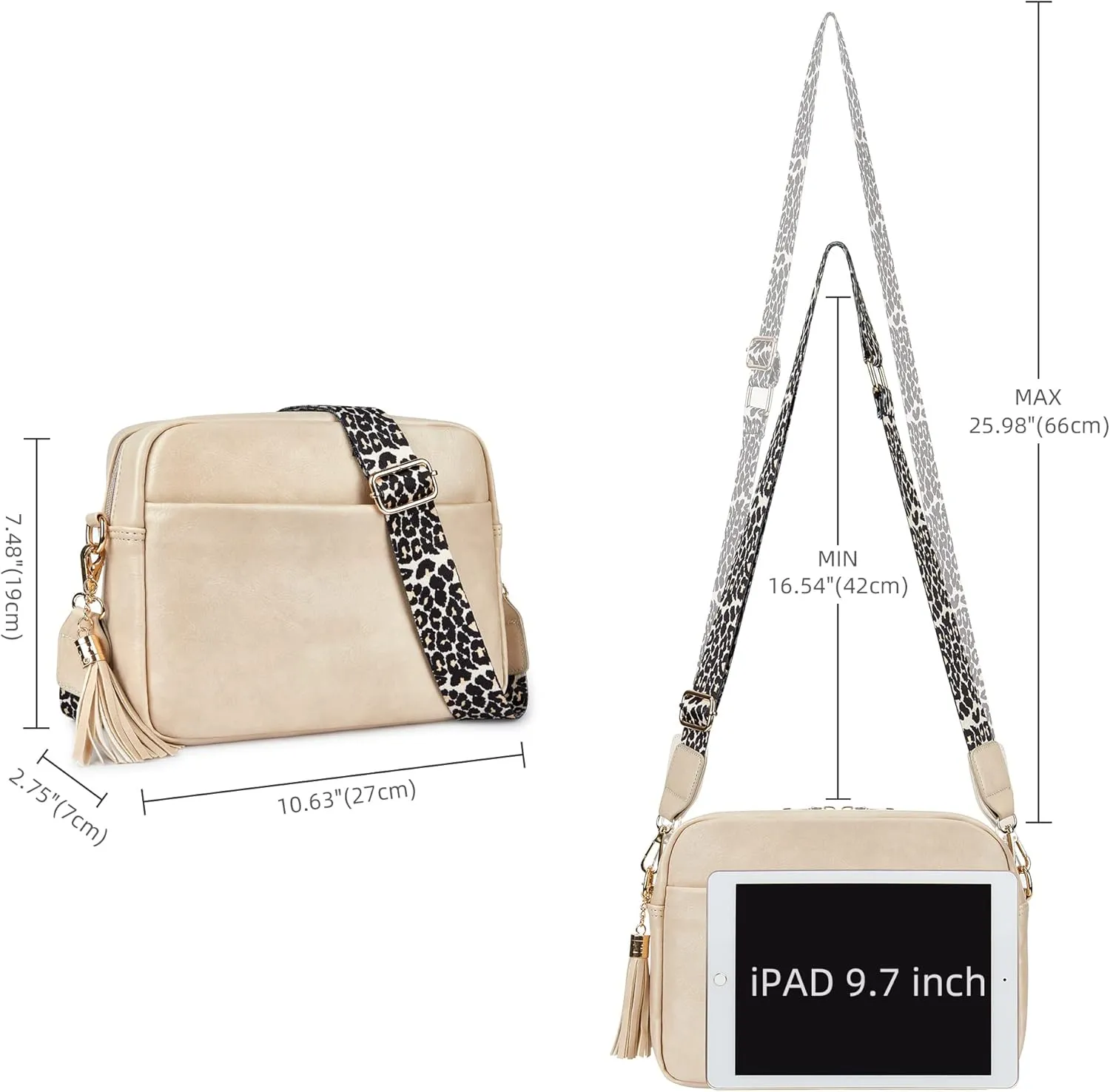 Women's Leather Crossbody Bag Zipper Shoulder Camera Purse