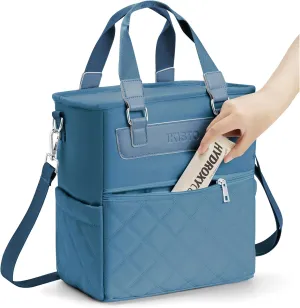 Womens Lunch Bags For Work,Lunch Bag For Women Insulated Lunch Bags With Side Pocket Wide Open Lunch Box For Women Adjustable Shoulder Strap Lunch bag(Blue)