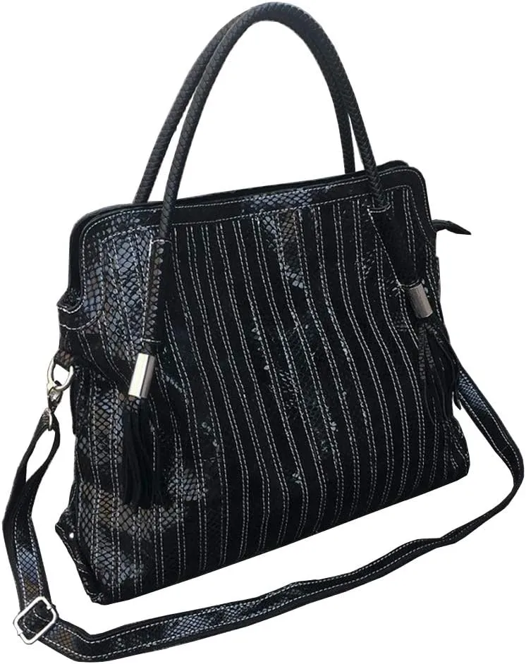 Women’s Multicolor Boston Bag Genuine Leather Colorful Large Tote Handbag Purse
