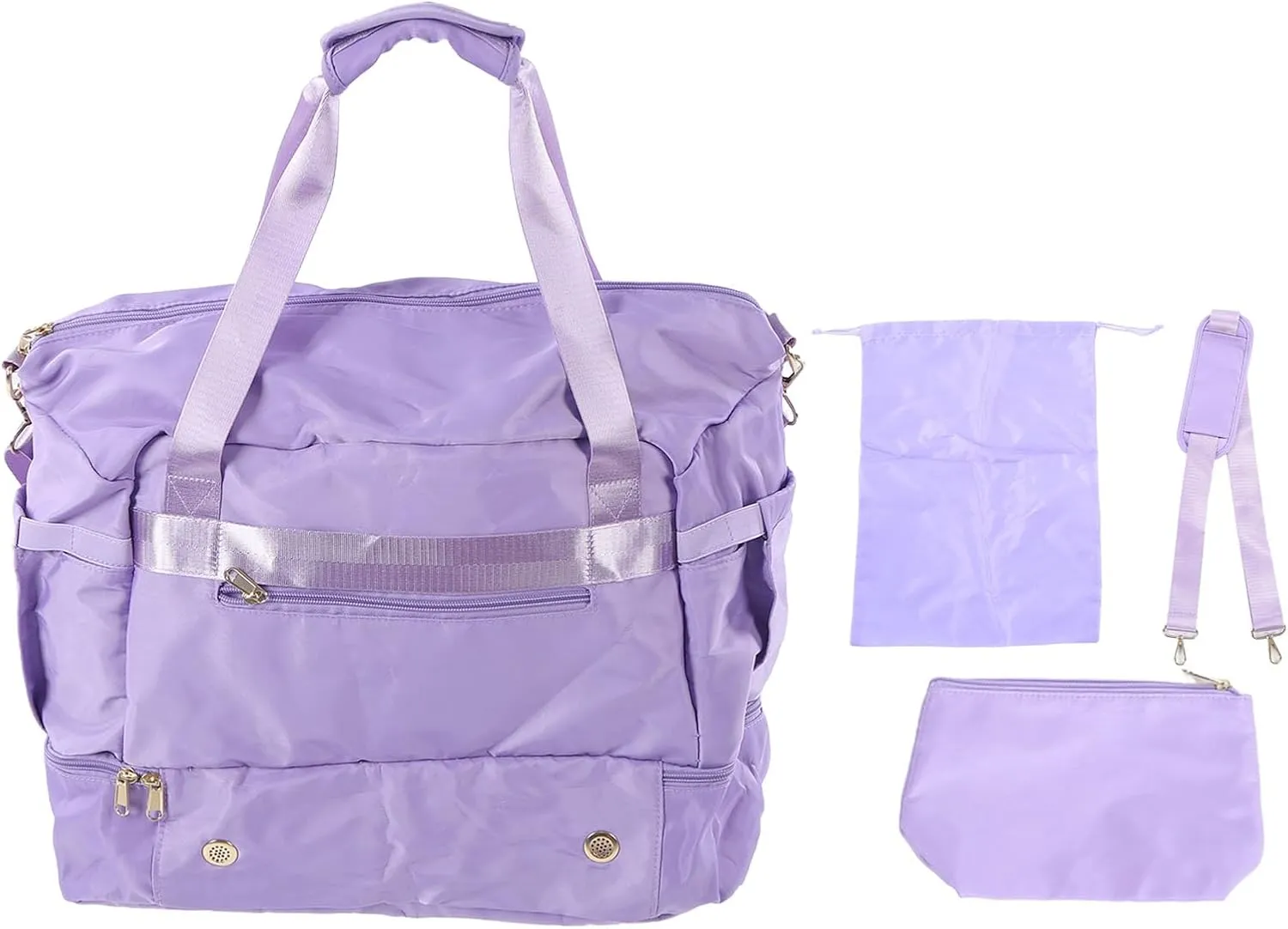 Women's Sports Gym Bag with USB Charging Port, Large Capacity Yoga Bag, Weekender Travel Bag, Ivory White for Fitness (Lavender Purple)