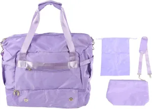 Women's Sports Gym Bag with USB Charging Port, Large Capacity Yoga Bag, Weekender Travel Bag, Ivory White for Fitness (Lavender Purple)