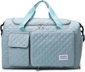 Women’s Sports Travel Duffel Bag - Weekender Overnight Bag with Wet Pocket & Shoe Compartment - 707 (Dark Pink)(Blue)