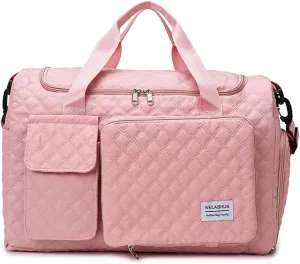 Women’s Sports Travel Duffel Bag - Weekender Overnight Bag with Wet Pocket & Shoe Compartment - 707 (Dark Pink)(Pink)