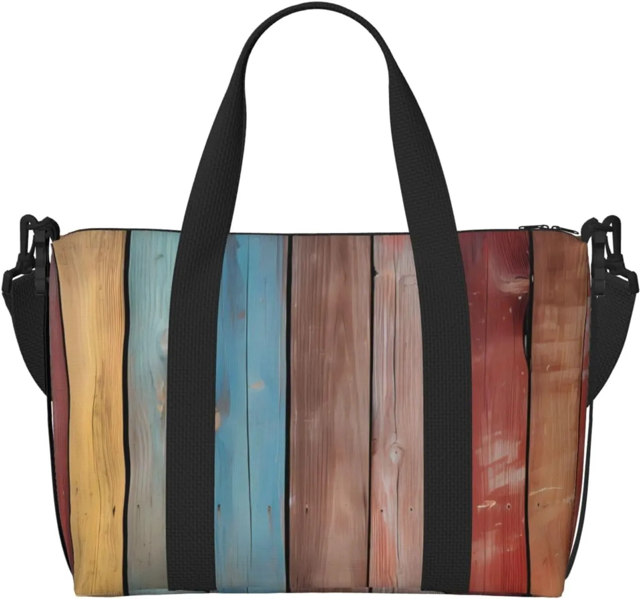 Wooden Wall Texture Travel Duffel Bag Color Barn Carry On Tote Bag for Women Large Shoulder Weekender Overnight Bag Sports Gym Bag