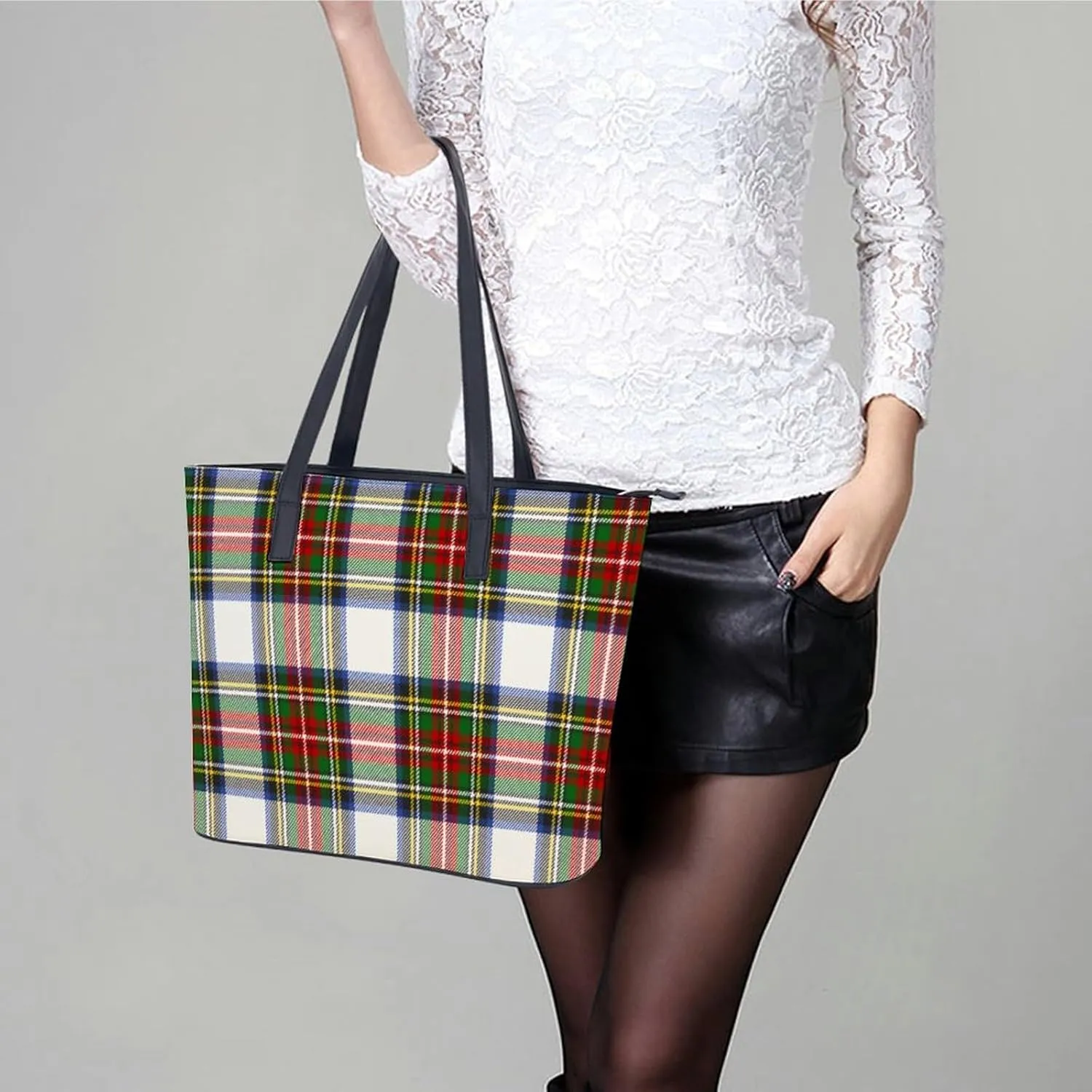 Wooden Wood Planks Large Capacity Portable Leather Handbag