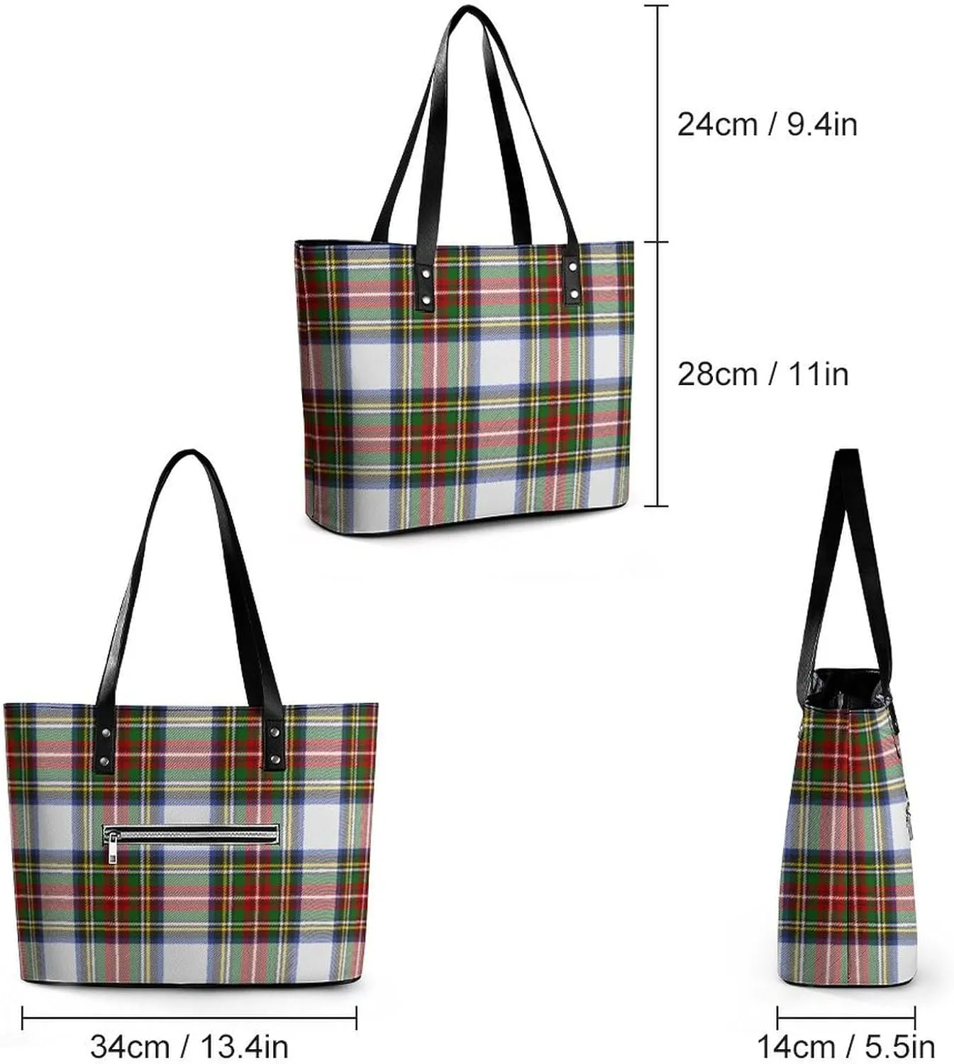 Wooden Wood Planks Large Capacity Portable Leather Handbag