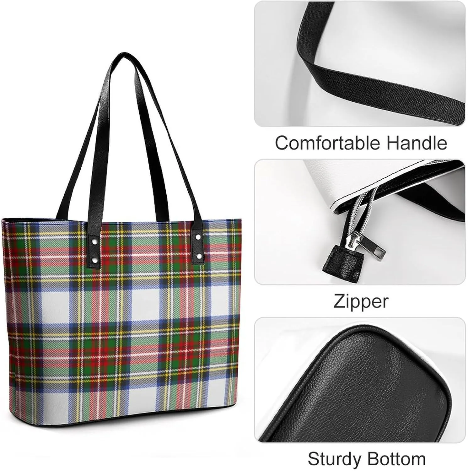 Wooden Wood Planks Large Capacity Portable Leather Handbag