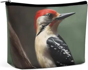 Woodpecker Travel Makeup Bag Large Toiletry Bag for Women Waterproof Cosmetic Bags for Purse Portable Makeup Organizer Bags Cute Zipper Pouch Cosmetic Pouch Funny Travel Makeupbag