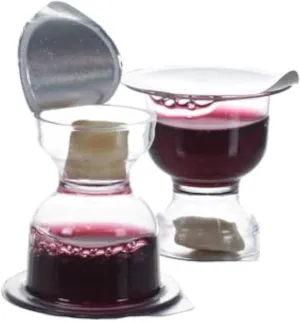 World Communion Cups Pre-filled Disposable Communion Cups Concord Grape Juice with Bread - Prefilled Communion Cups and Wafer Set - (200) units - Shipping Included