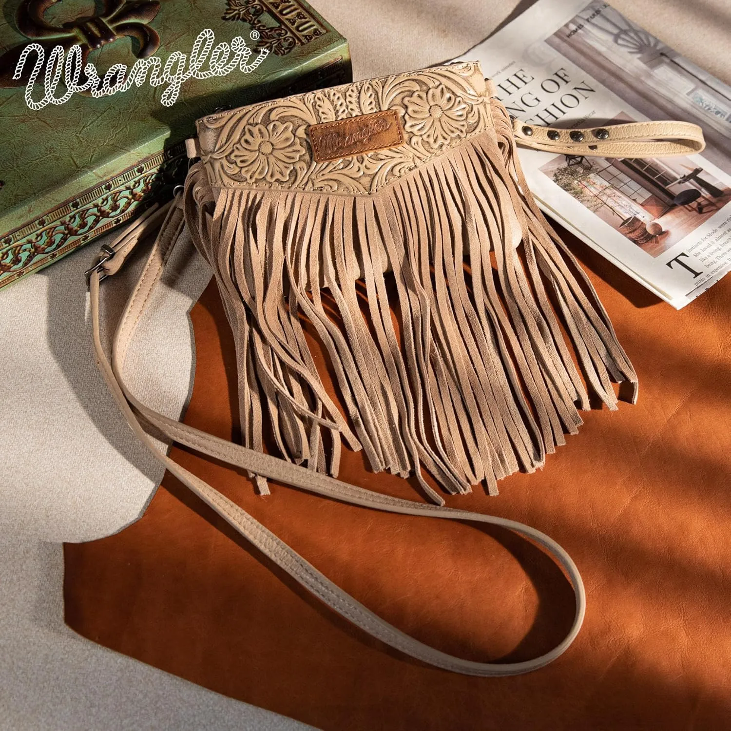 Wrangler Crossbody Small Purse for Women Wristlet Fringe Bag Western Purse