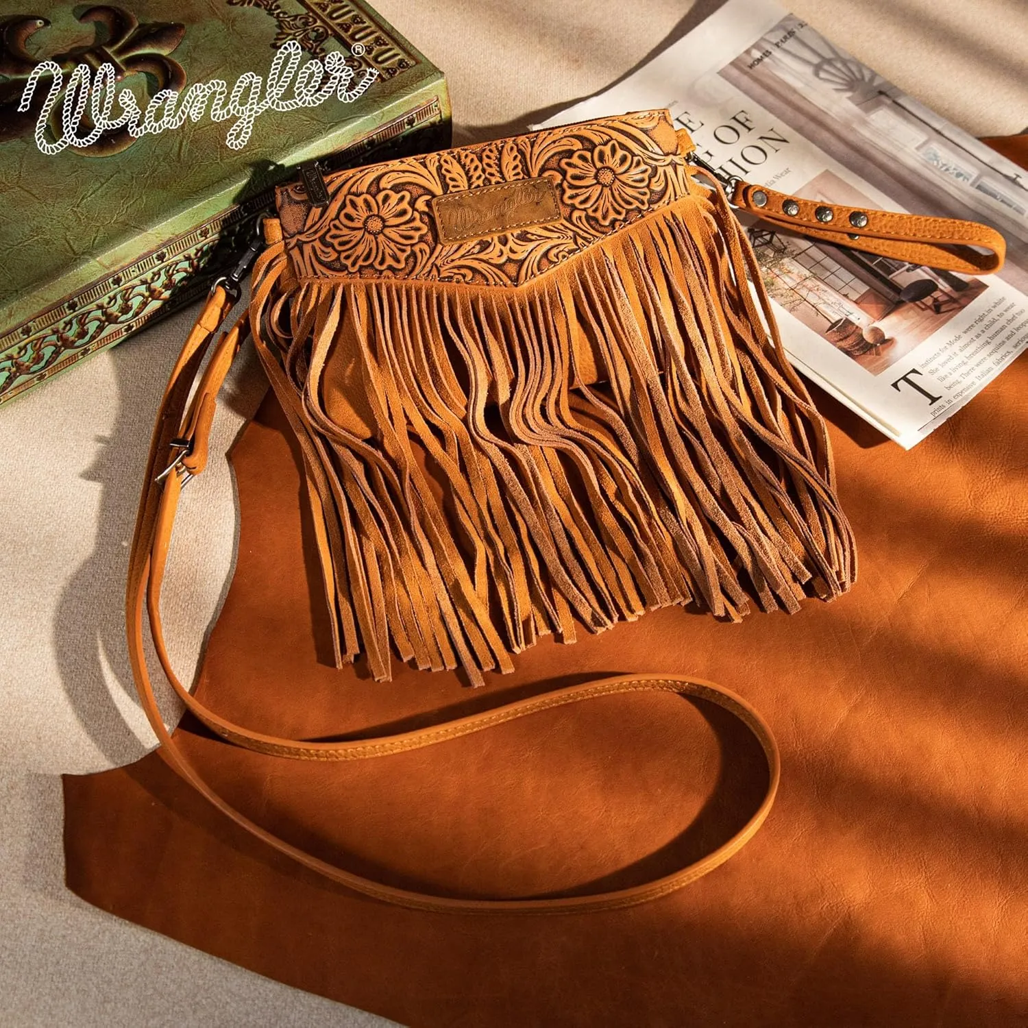 Wrangler Crossbody Small Purse for Women Wristlet Fringe Bag Western Purse