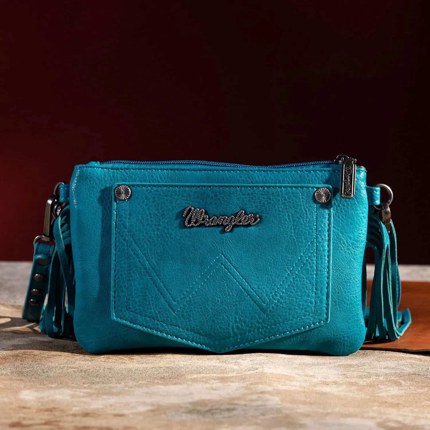 Wrangler Crossbody Small Purse for Women Wristlet Fringe Bag Western Purse
