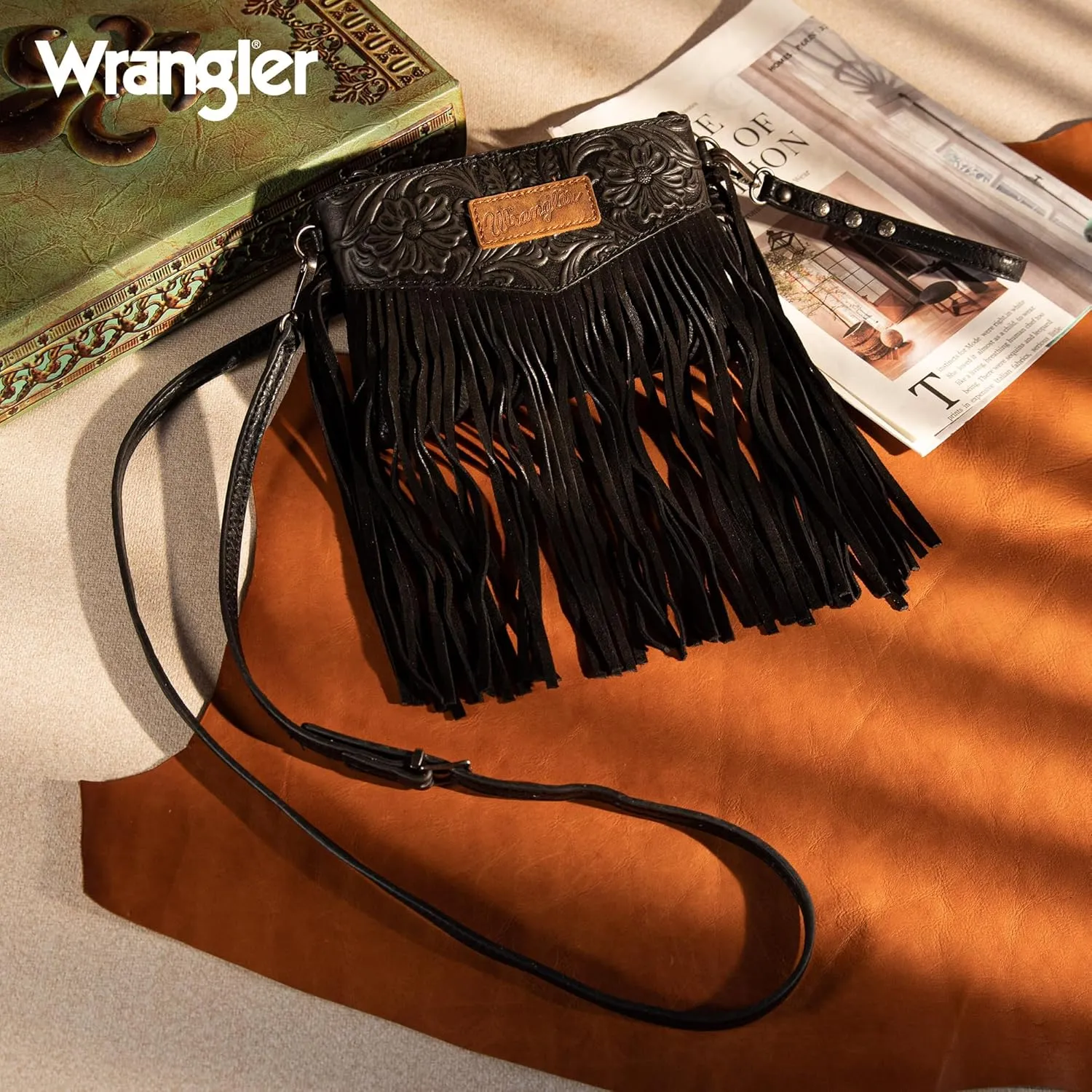Wrangler Crossbody Small Purse for Women Wristlet Fringe Bag Western Purse