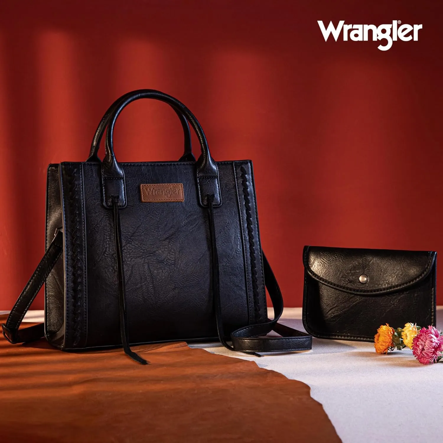 Wrangler Tote Bag for Women Western Cowhide Purse and Wallet Set