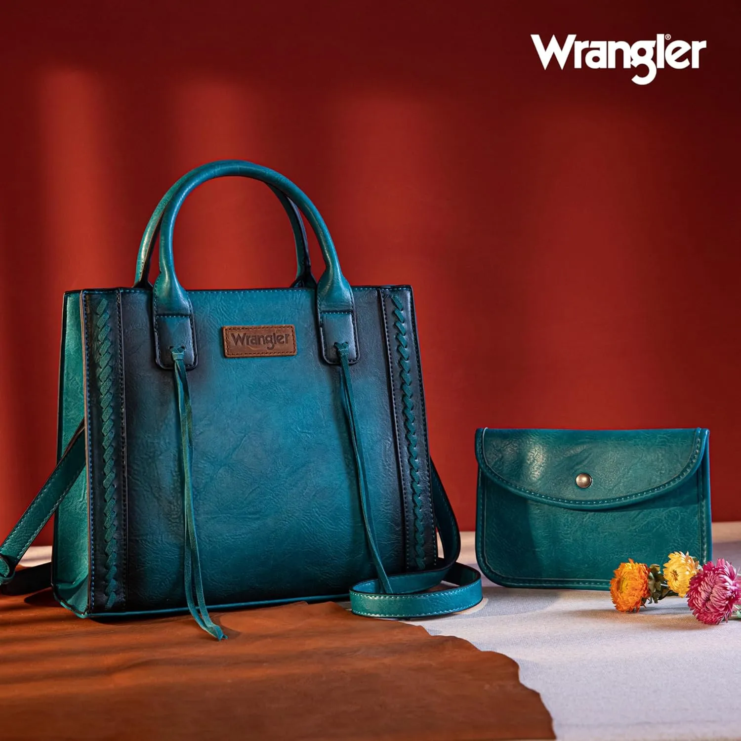 Wrangler Tote Bag for Women Western Cowhide Purse and Wallet Set