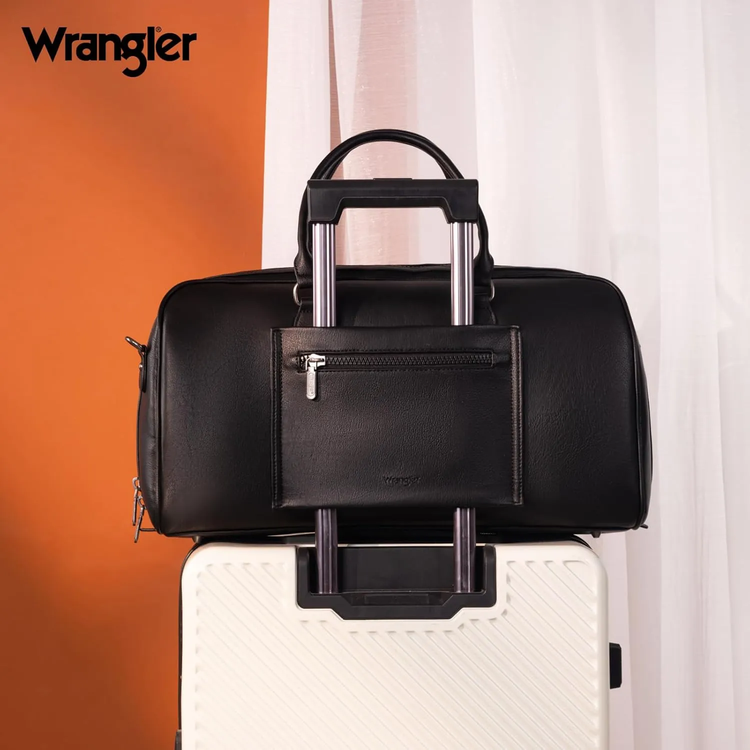 Wrangler Travel Duffel Bag Large Weekender Bag for Women Designer Carry on Overnight Bag for Trips Luggage Bag Black