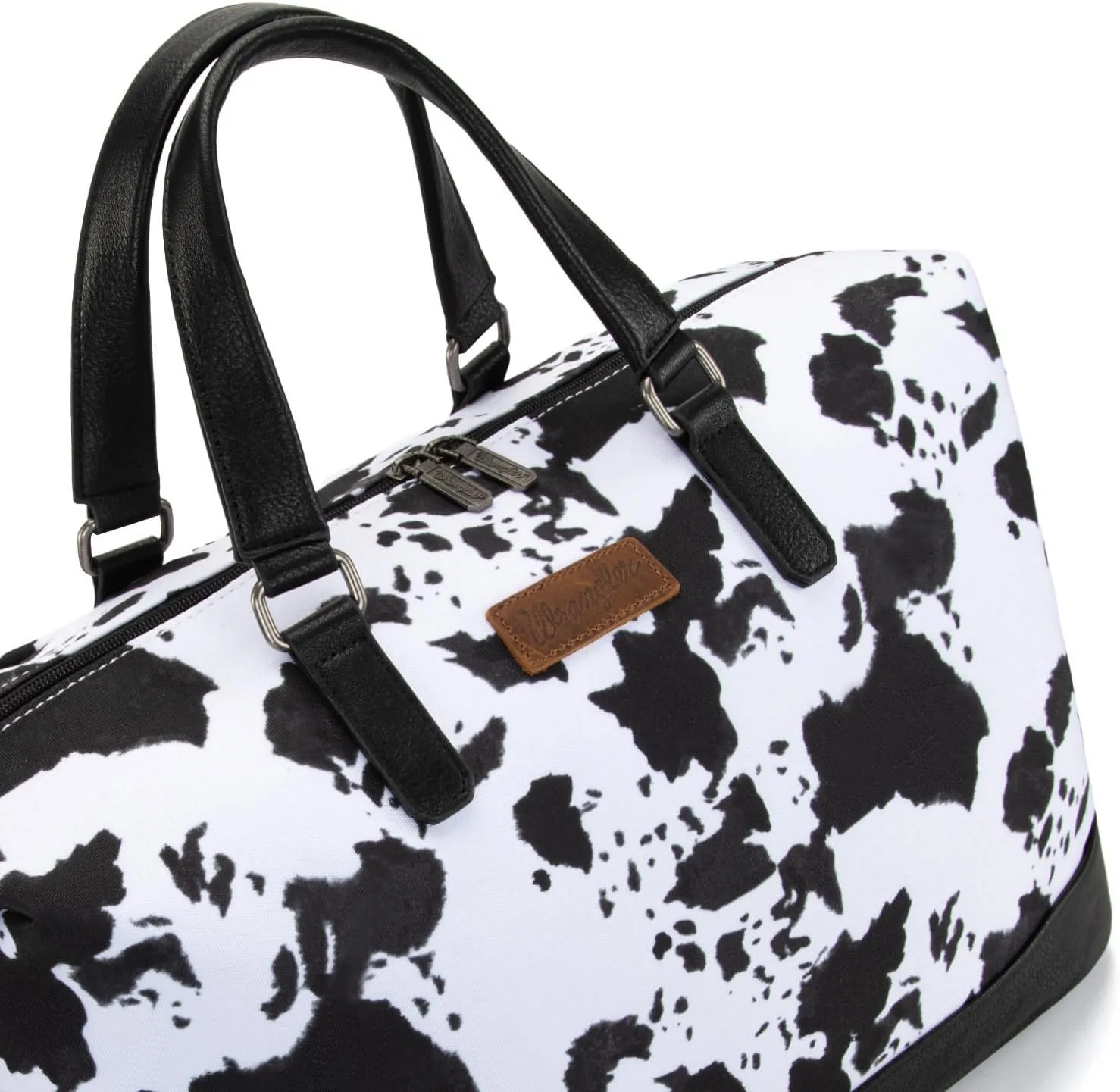 Wrangler Travel Duffle Bag for Women Oversized Cow Print Weekender Bag Overnight Bag WG133-5110BK