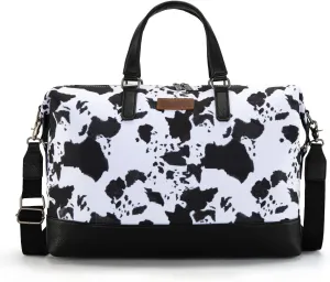 Wrangler Travel Duffle Bag for Women Oversized Cow Print Weekender Bag Overnight Bag WG133-5110BK