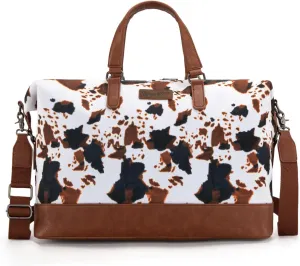 Wrangler Travel Duffle Bag for Women Oversized Cow Print Weekender Bag Overnight Bag WG133-5110BR