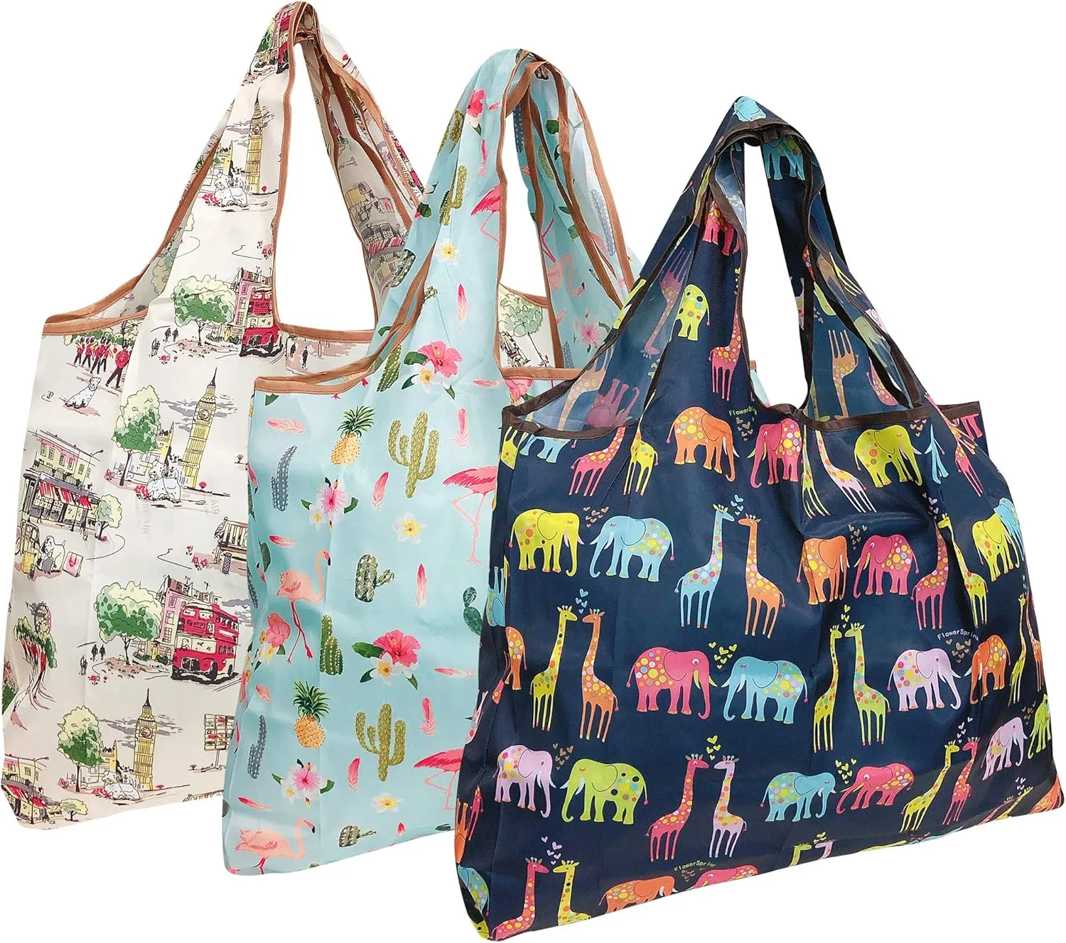 Wrapables Eco-Friendly Large Nylon Reusable Shopping Bags (Set of 3)
