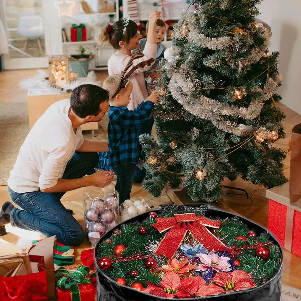 Wreath Storage Bag By Propik 36" - Garland Holiday Container Tear Resistant Material - Easy Storage Featuring Heavy Duty Handles And Transparent Card Slot 36" X 8" (Black)