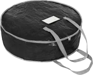 Wreath Storage Bag By Propik 36" - Garland Holiday Container Tear Resistant Material - Easy Storage Featuring Heavy Duty Handles And Transparent Card Slot 36" X 8" (Black)