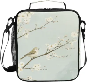 Wudan Twigs Bird Spring Insulated Boys Lunch Bag Leakproof Family Large Tote Bag for Gardening Workers