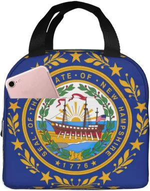 WURTON New Hampshire State Flag Print Lunch Bag Lunch Box Tote Bag Keeps Food Hot/Cold For Hours Beach & Outdoor Travel