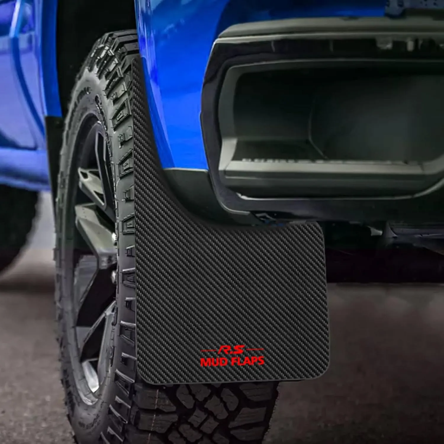 XUKEY 4pcs Black Universal Mudflaps for Car SUV Van Hatchback UTV ATV Front Rear Mud Flaps Splash Guards Fender Flares Mudguard with Hardware 14.17''x 8.27''("R.S MUD Flaps Logo)