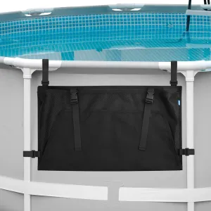 Xxerciz Pool Leaf Skimmer Net Hanging Bag, Above Ground Pool Hanging Organizer Poolside Holder with Adjustable Straps, Above Ground Pool Accessories for Telescopic Poles, Skimmers, Nets, Cups