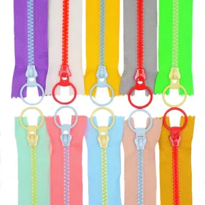 YaHoGa 10PCS 12 Inch (30CM) #5 Plastic Zippers with Lifting Ring Pull Close End Vislon Zippers for DIY Sewing Craft Bags Garment Resin Zippers (12" C/E)
