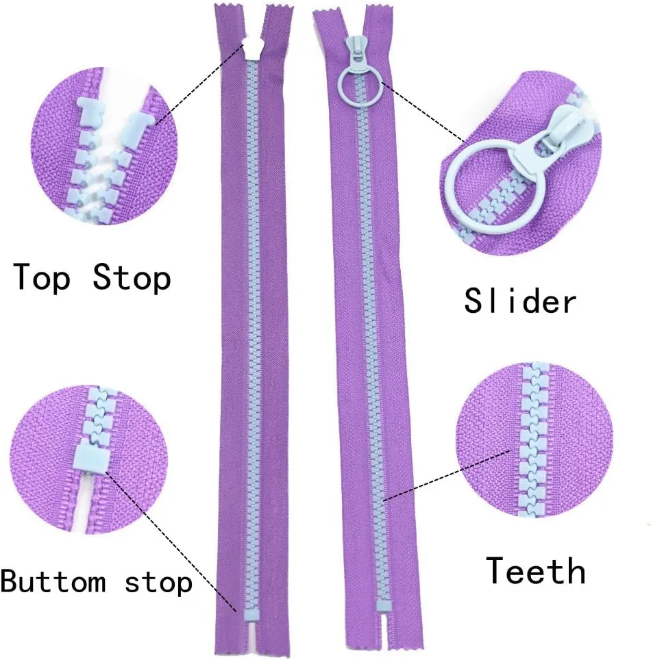 YaHoGa 10PCS 12 Inch (30CM) #5 Plastic Zippers with Lifting Ring Pull Close End Vislon Zippers for DIY Sewing Craft Bags Garment Resin Zippers (12" C/E)