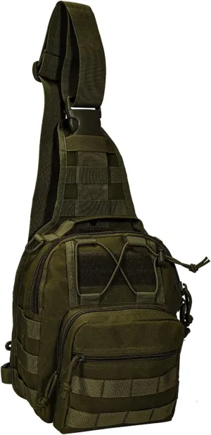 YAKEDA Tactical EDC Backpack Military Sling Backpack Shoulder Bag for Travel,Outdoor,Hiking, (Army Green) 10.24 * 8.27 * 4.33 inches