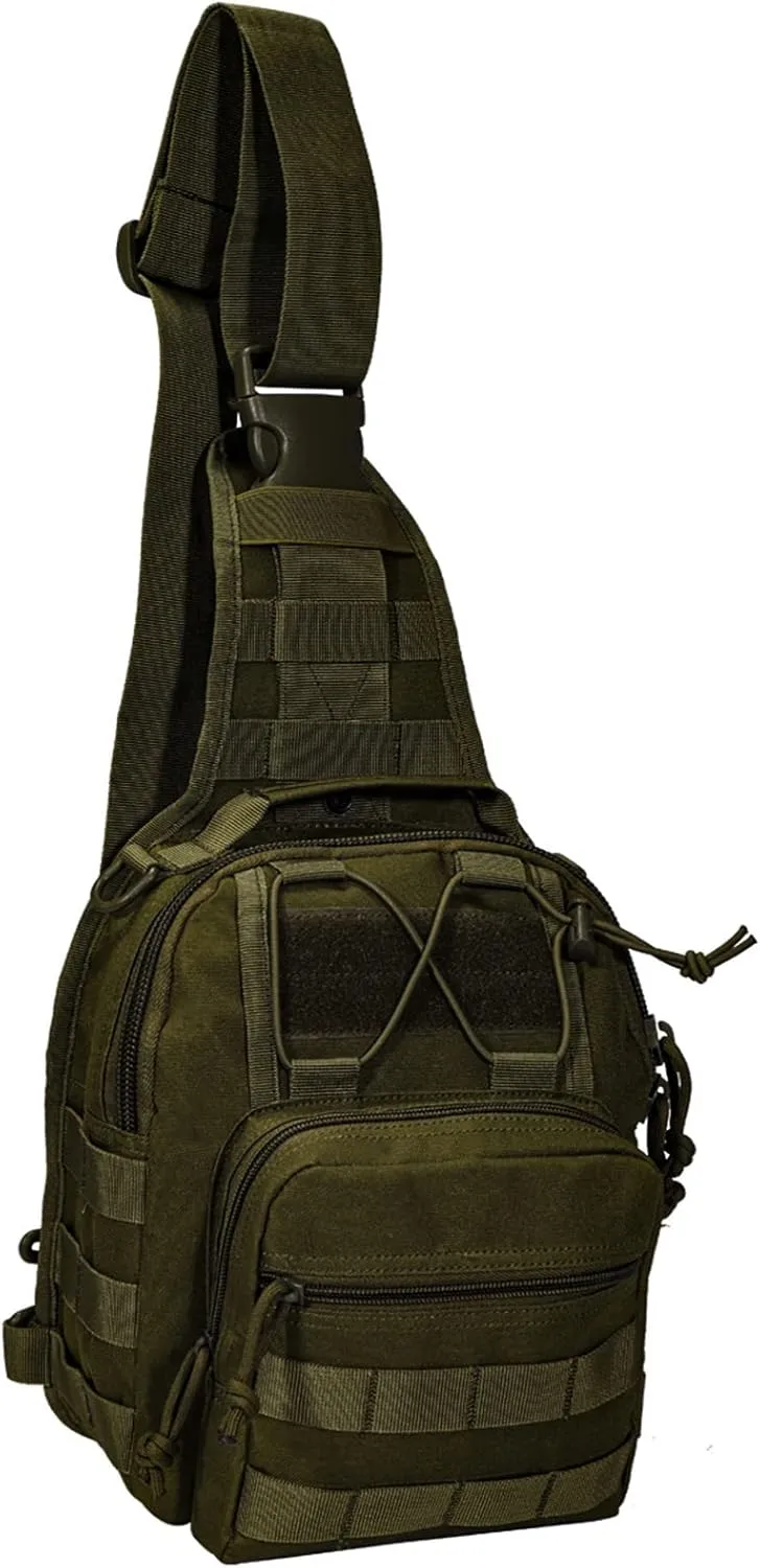 YAKEDA Tactical EDC Backpack Military Sling Backpack Shoulder Bag for Travel,Outdoor,Hiking, (Army Green) 10.24 * 8.27 * 4.33 inches