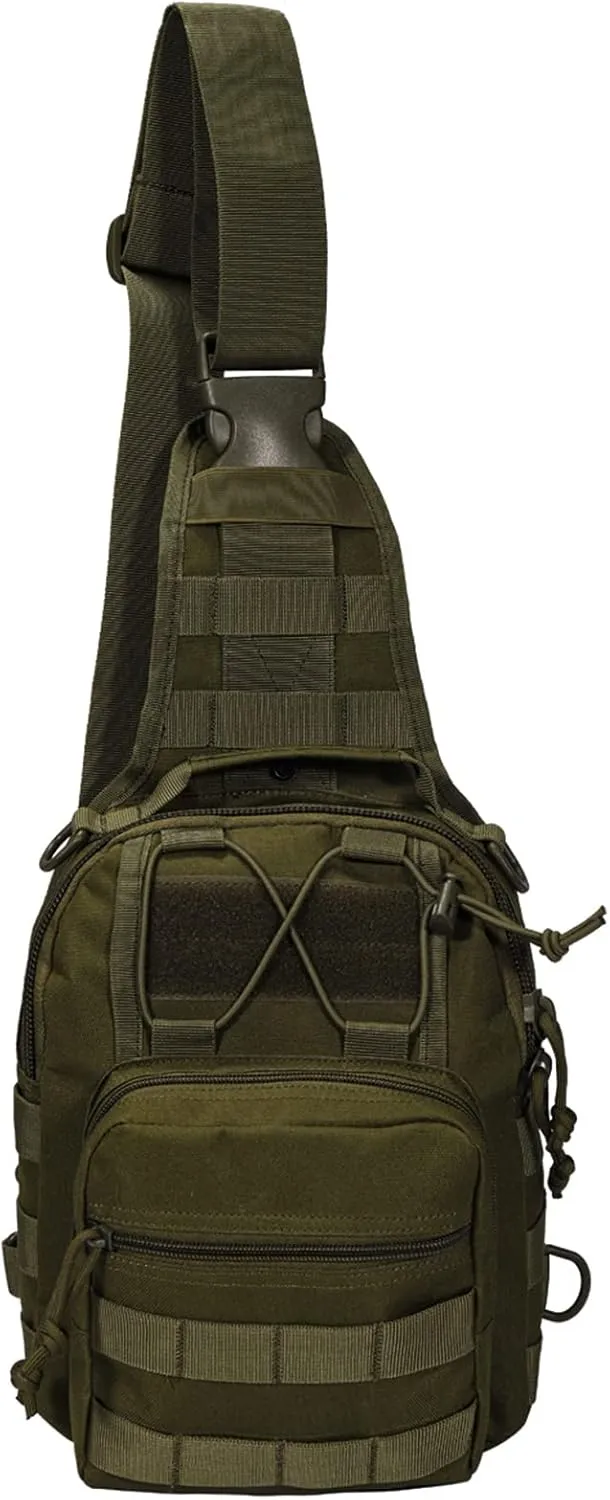 YAKEDA Tactical EDC Backpack Military Sling Backpack Shoulder Bag for Travel,Outdoor,Hiking, (Army Green) 10.24 * 8.27 * 4.33 inches
